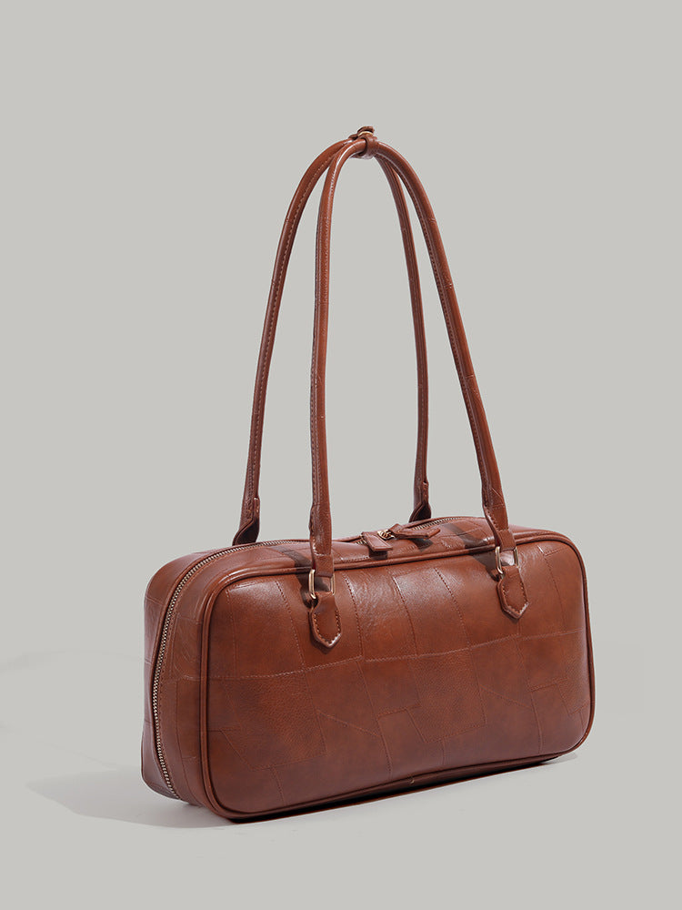 Retro Patchwork Commuter Handbag - Large Capacity