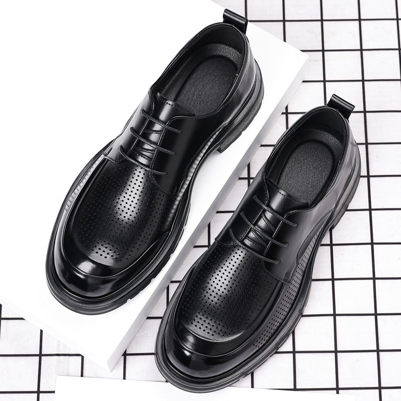Hollow Leather Shoes Men's Plus Size Low-top Business