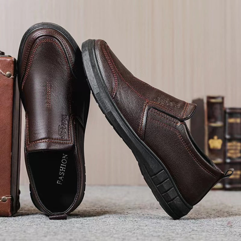 Men's Soft Leather Casual Shoes - Non-Slip Comfort