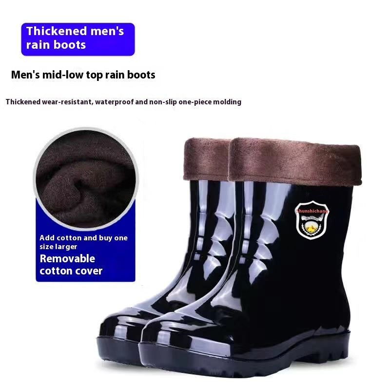 Men's Camouflage Rain Boots - Fleece-Lined Waterproof