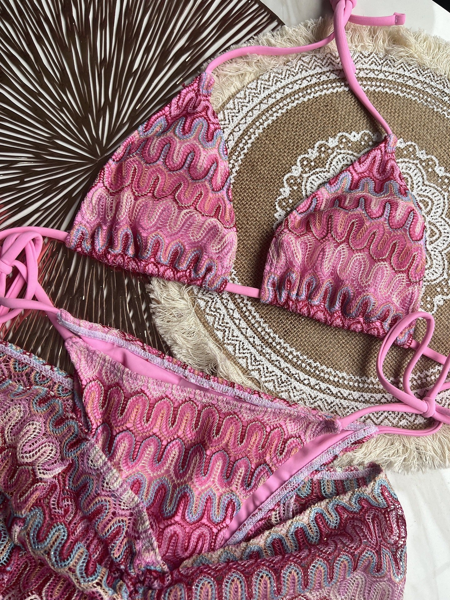 Knitting Bikini Skirt Three-piece Set Bikini Striped Swimsuit Bikini Women Swimw