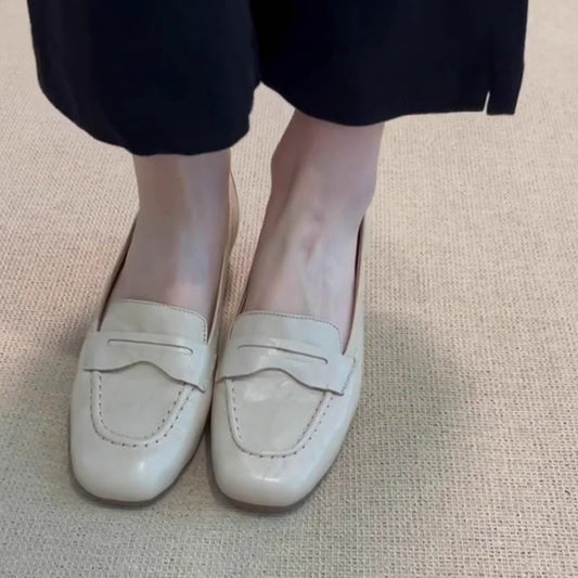 Women's Flat All-match Square Toe French Leather Shoes