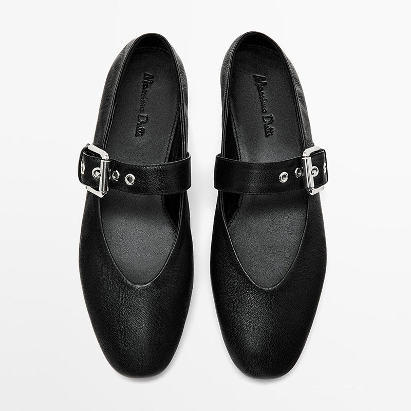 Women's Comfortable Leather Buckle Decorative Casual Shoes
