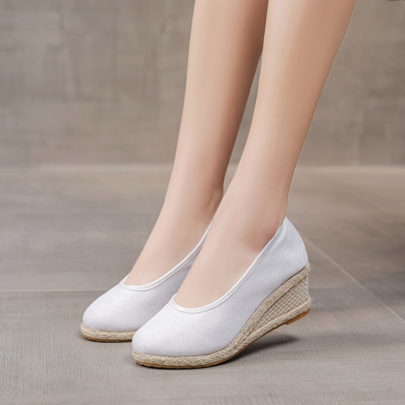 High Heel Women's Shoes Work Shoes Pointed Straw Pumps