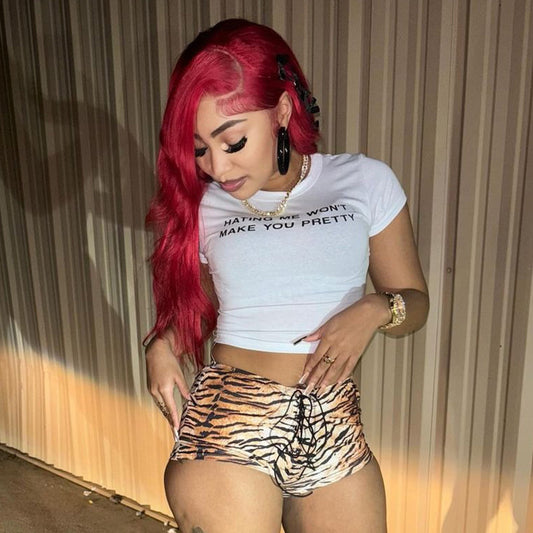 Women's Sexy American Hot Girl Tiger Stripe Pattern Rope Shorts