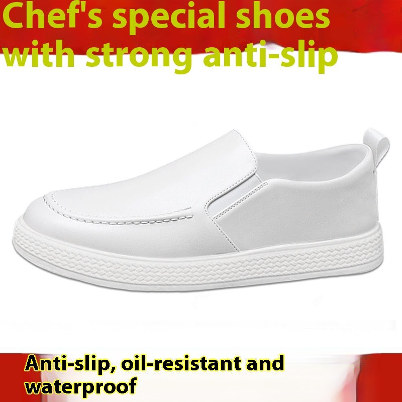 Men's Slip-On Kitchen Work Shoes - Leather Non-Slip
