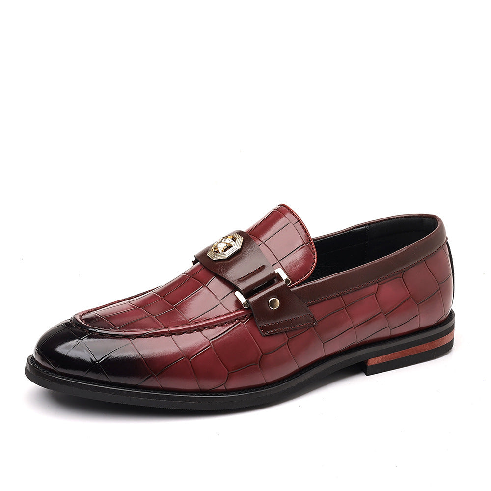 Men's Plaid Casual Loafers with Metal Buckle Detail