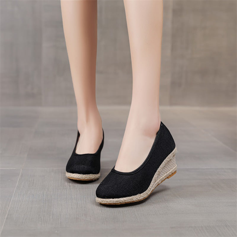High Heel Women's Shoes Work Shoes Pointed Straw Pumps