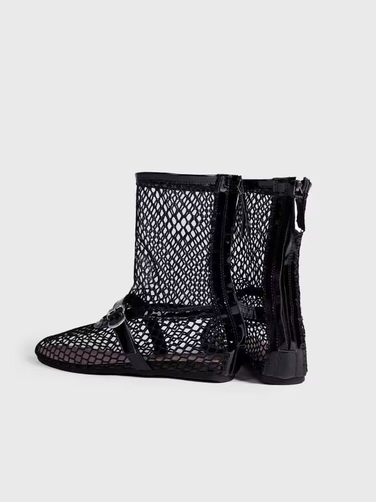 Metal Buckle With Back Zipper Ballet Women's Shoes High Top Fashion Shoes
