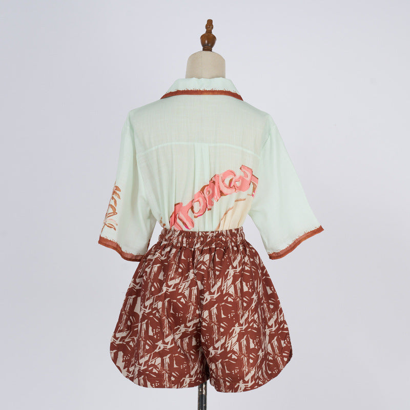 Women's Silk Printed Short Sleeved Shorts Set