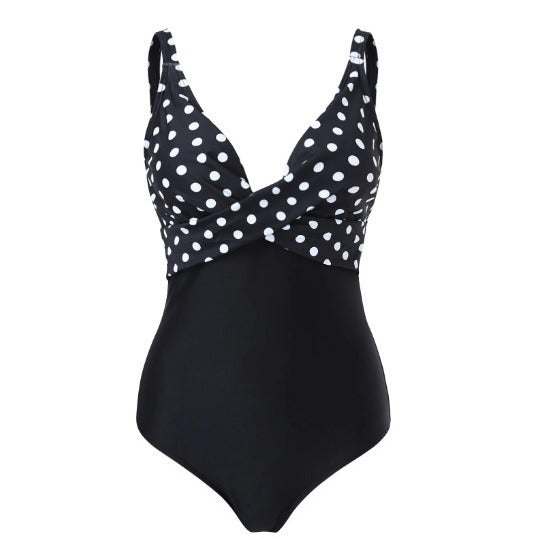 Women's Retro Patchwork Women's One-piece Suit Beachwear Swimsuit