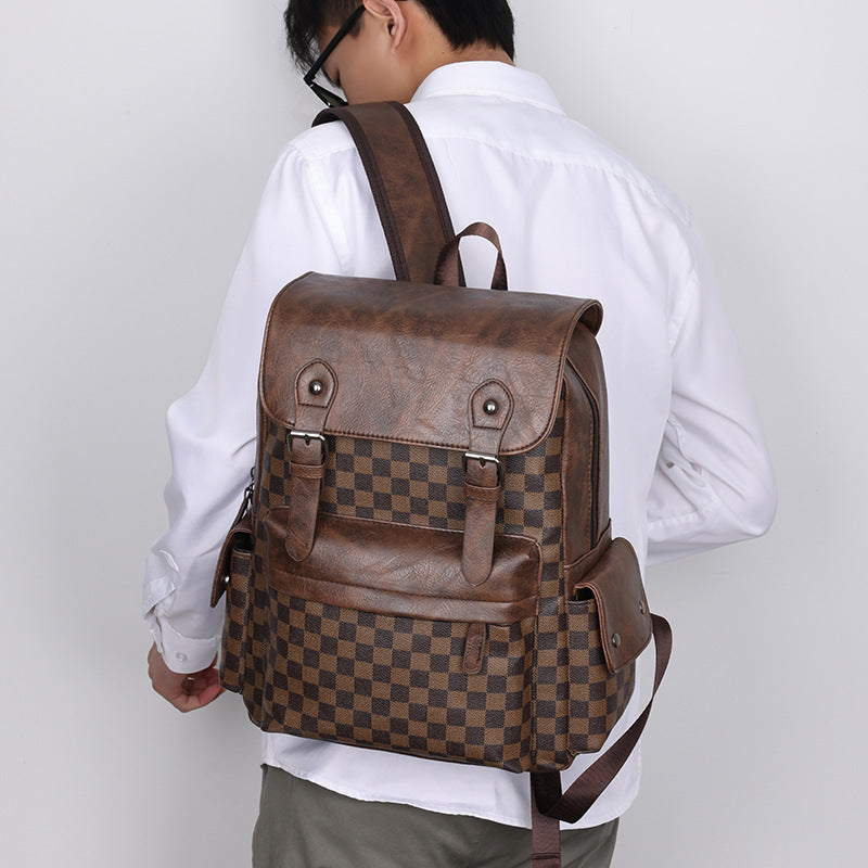 Large Capacity Plaid Travel Backpack - 36-55L