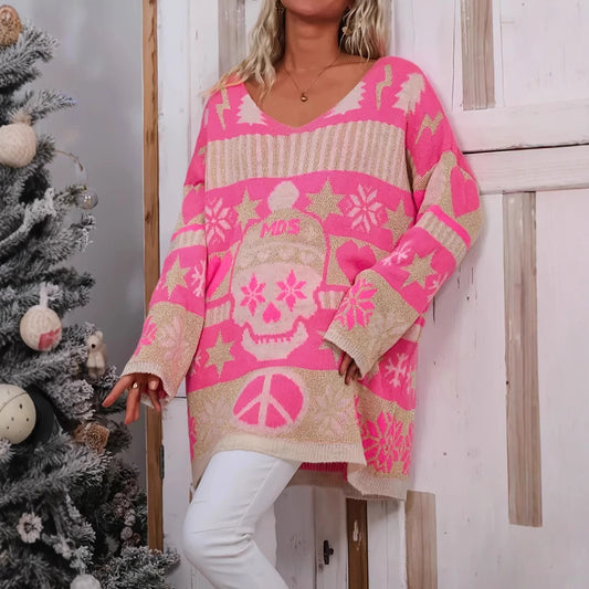 Women's Fashion Embroidery Skull Element Sweater