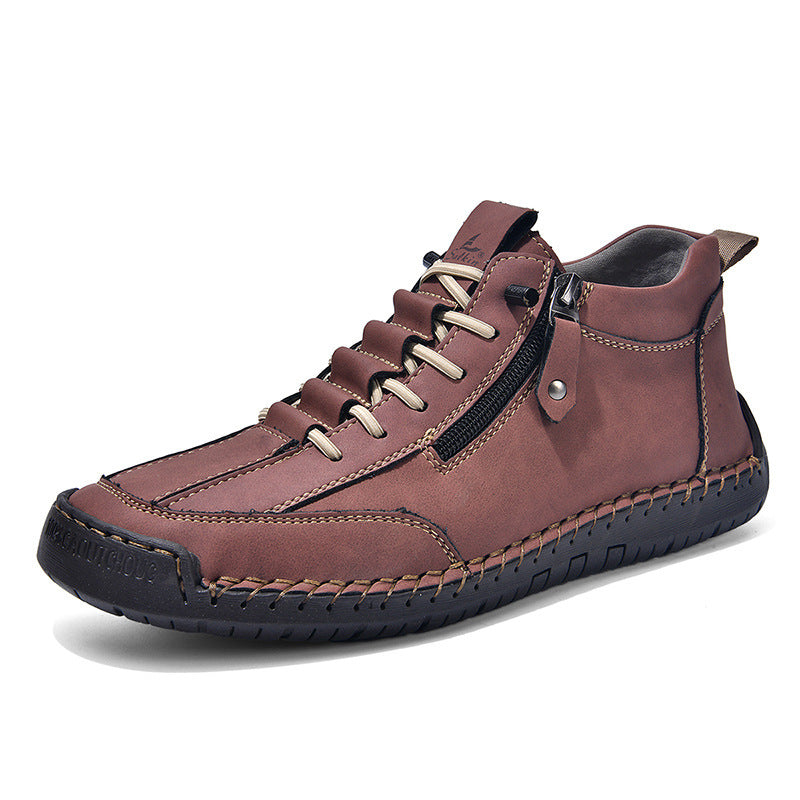 Men's Casual Leather Shoes Retro High Top