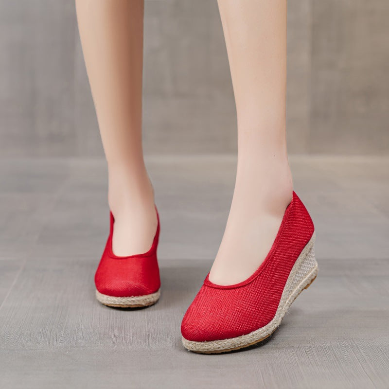 High Heel Women's Shoes Work Shoes Pointed Straw Pumps