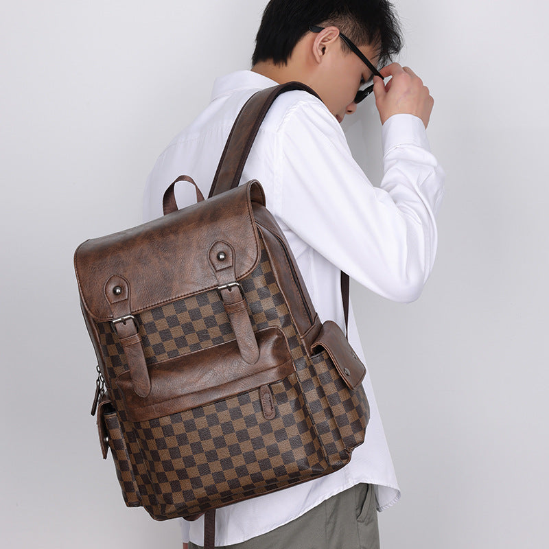 Large Capacity Plaid Travel Backpack - 36-55L