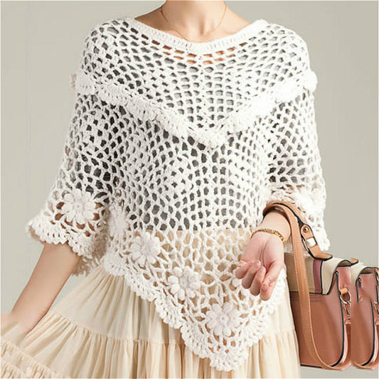 Women's Fashion Simple Crochet Bat Hollow Sweater