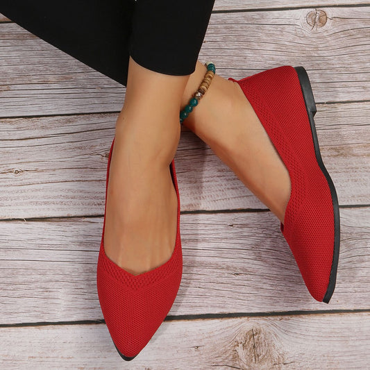 Women's Pointed Toe Flyknit Flats - Oversized Fit