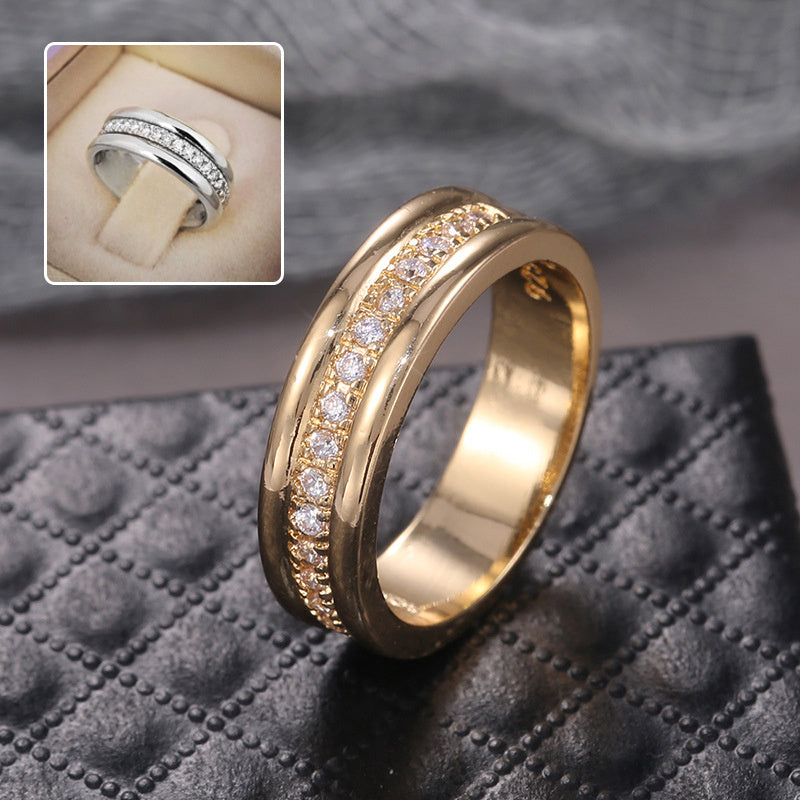 Golden Rhinestone Ring - Copper Plated Fashion Jewelry