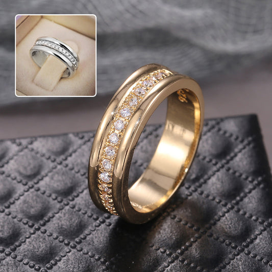 Golden Rhinestone Ring - Copper Plated Fashion Jewelry