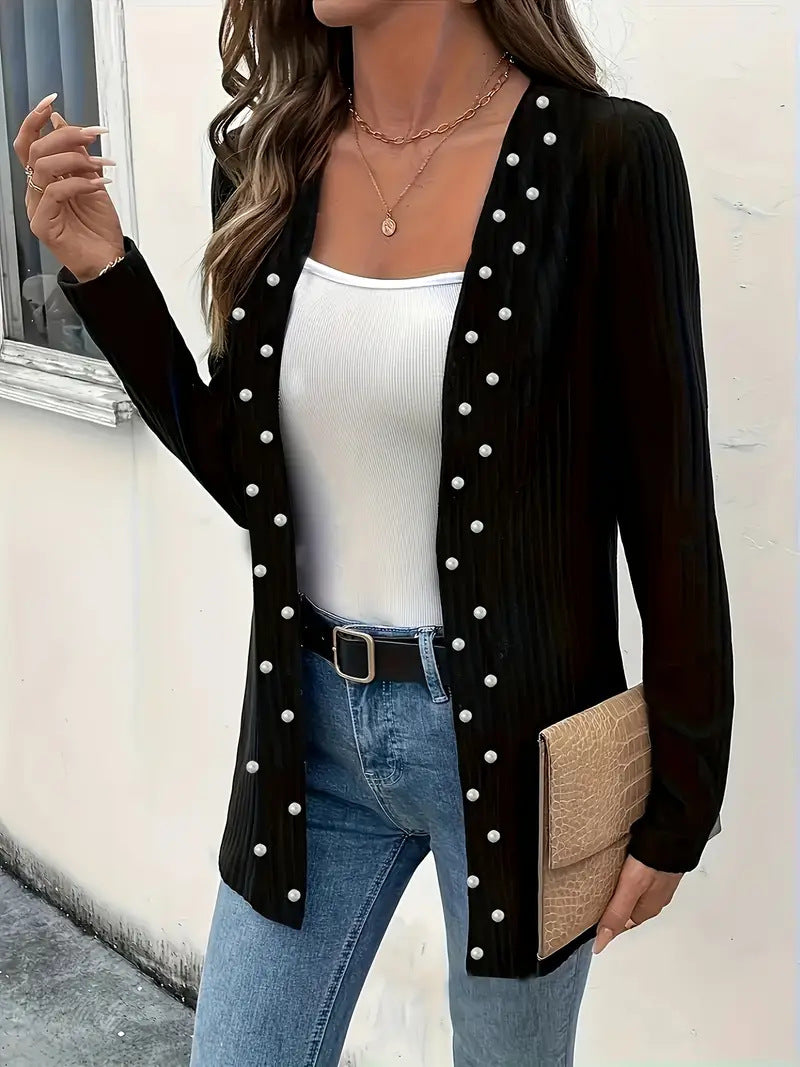 Women's Elegant Graceful Beaded Heavy Industry Knitted Coat Jacket
