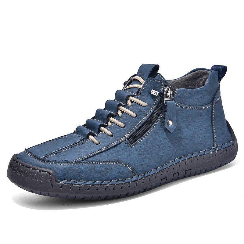 Men's Casual Leather Shoes Retro High Top