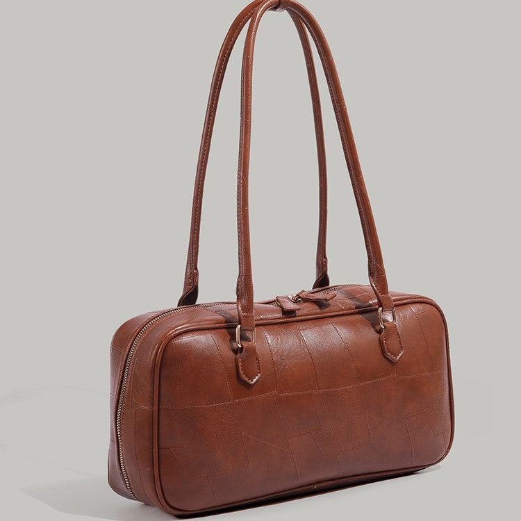 Retro Patchwork Commuter Handbag - Large Capacity