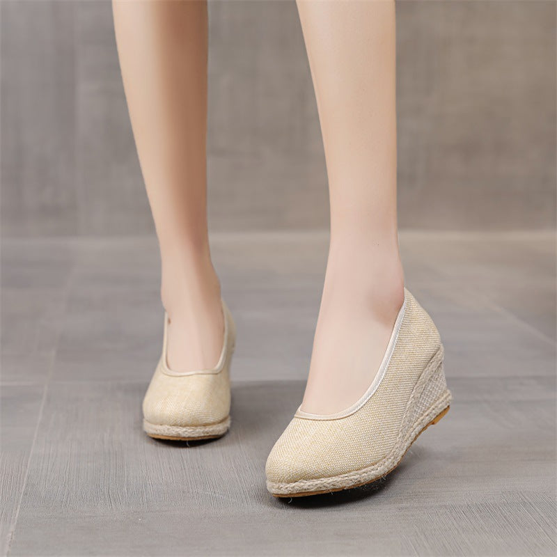 High Heel Women's Shoes Work Shoes Pointed Straw Pumps