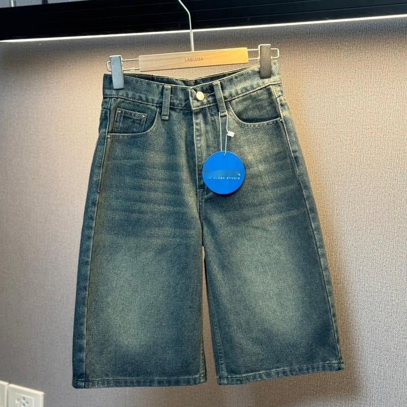 American Retro Washed Loose Design Fift Pants Men