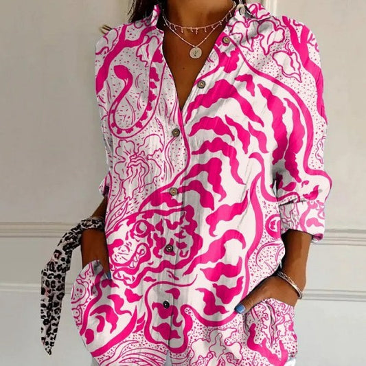Women's Drop-Shoulder Long Sleeve Blouse - Fashion Top