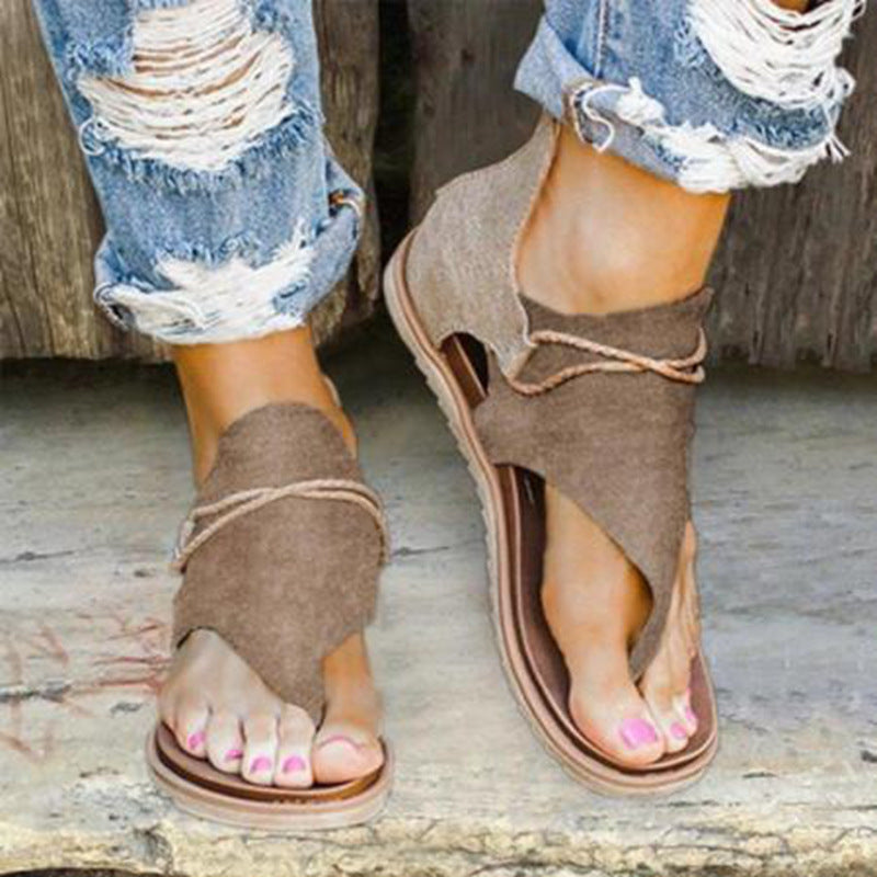 Flat Plus Size Leopard Back Zipper Sandals