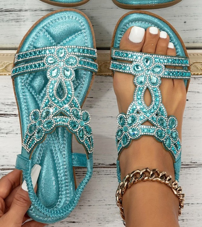 Women's Bohemian Rhinestone Casual Flower Sandals