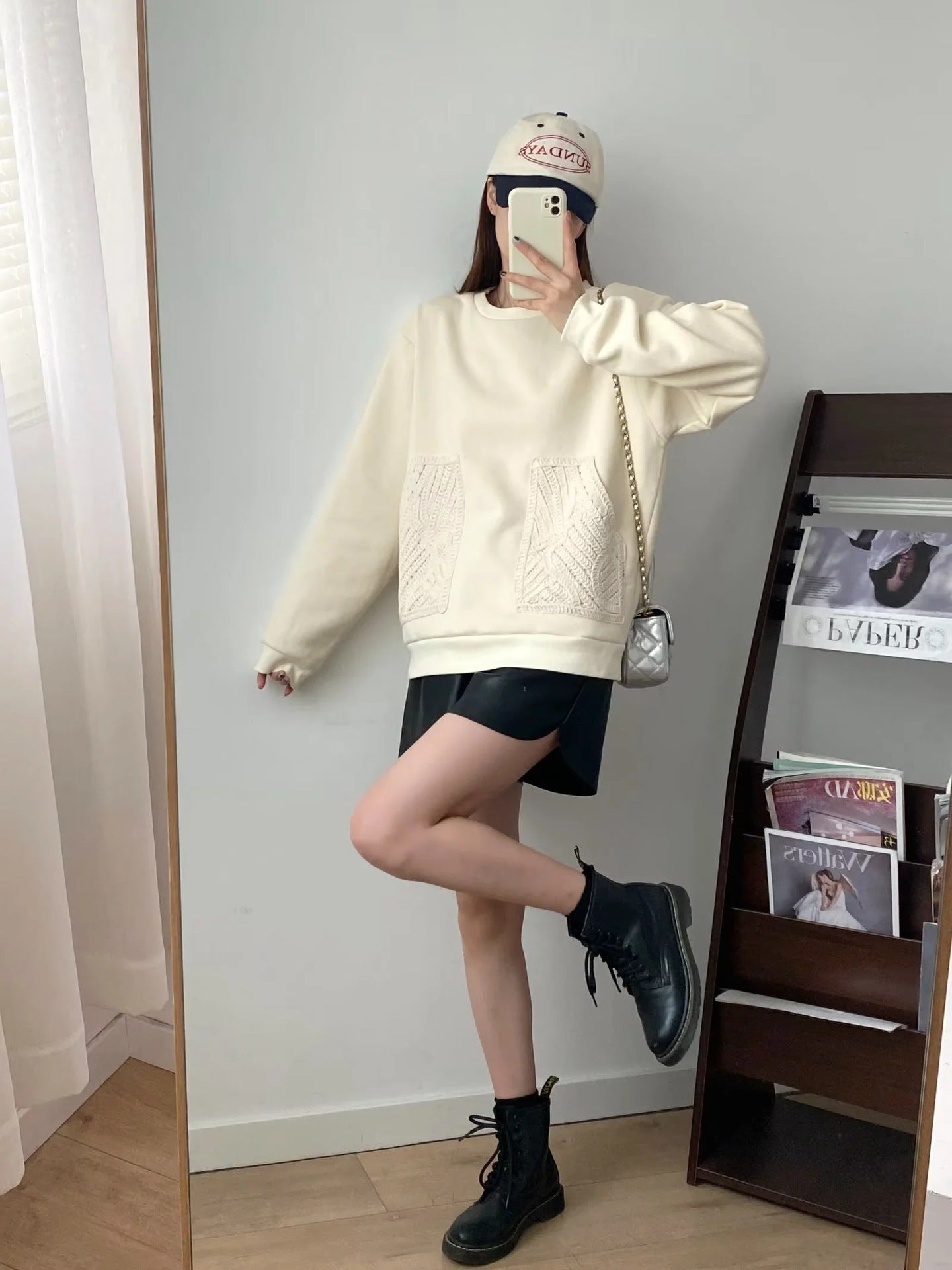 Hand-knitted Knitted Pocket Sweatshirt