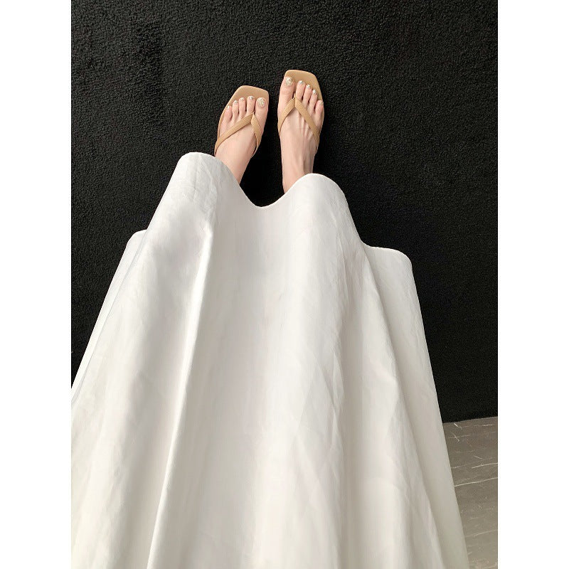 Women's Square Toe Leather Flip-flops