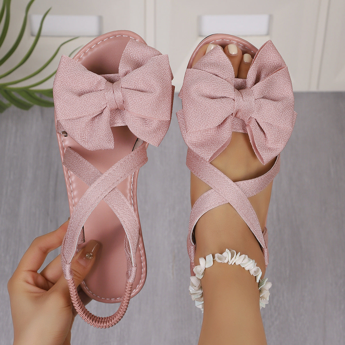 Women's Bow Detail Flat Sandals - Plus Size Available