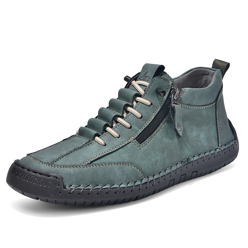 Men's Casual Leather Shoes Retro High Top