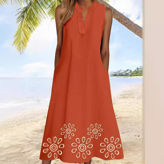 Women's V-neck Simplicity Printed Casual Dress